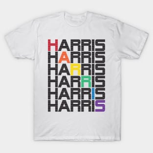 HARRIS rainbow text stacks T-Shirt